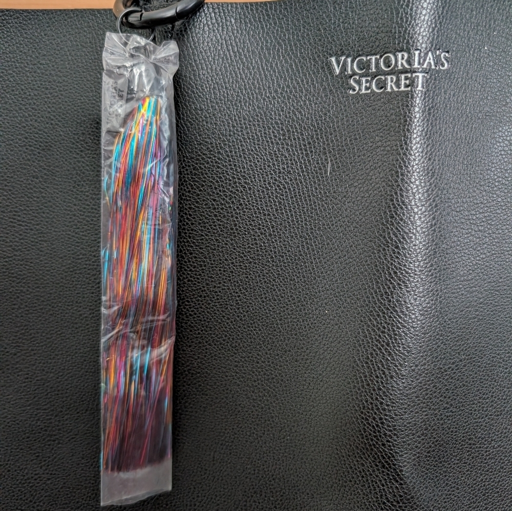 Victoria's Secret Shimmering Big Black Tote With Tassle.With Smaller Sequin Bag - Picture 4 of 5